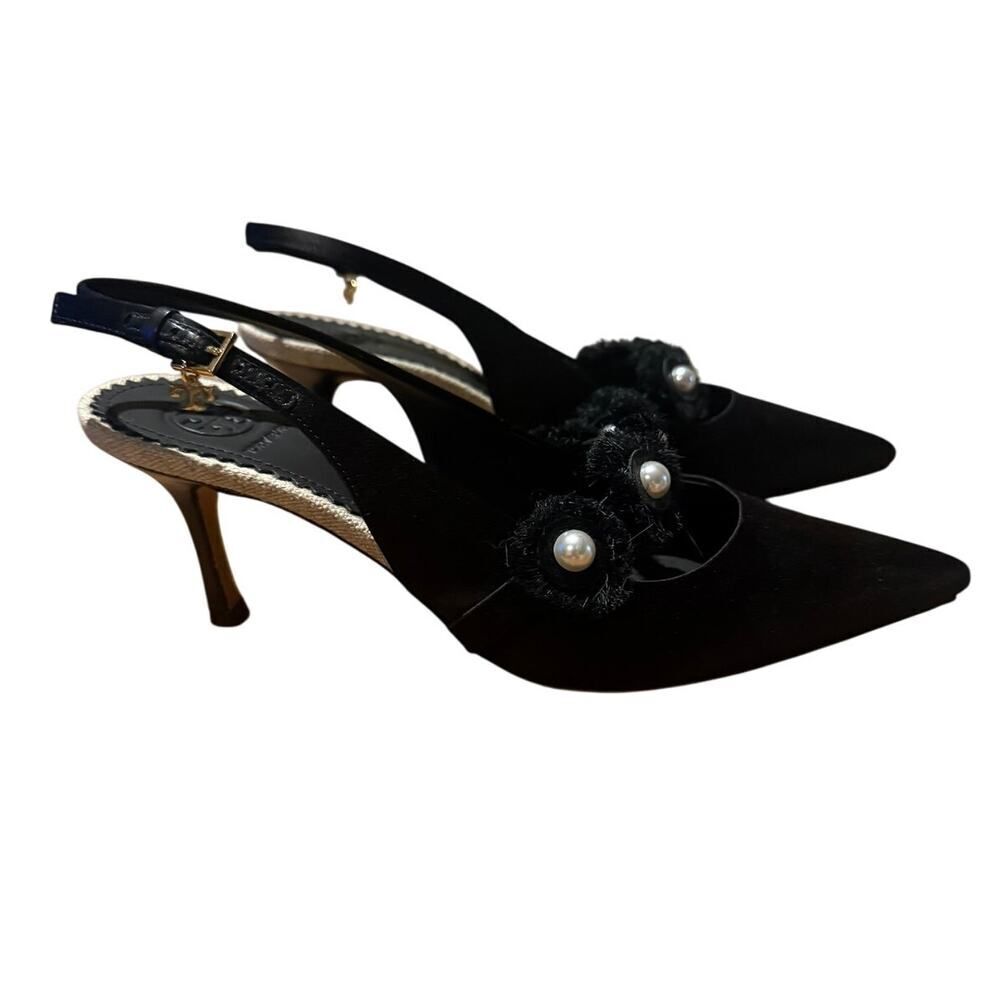 Tory Burch Penelope Black Slingback Heels Sz. 6.5 - Picture 3 of 8